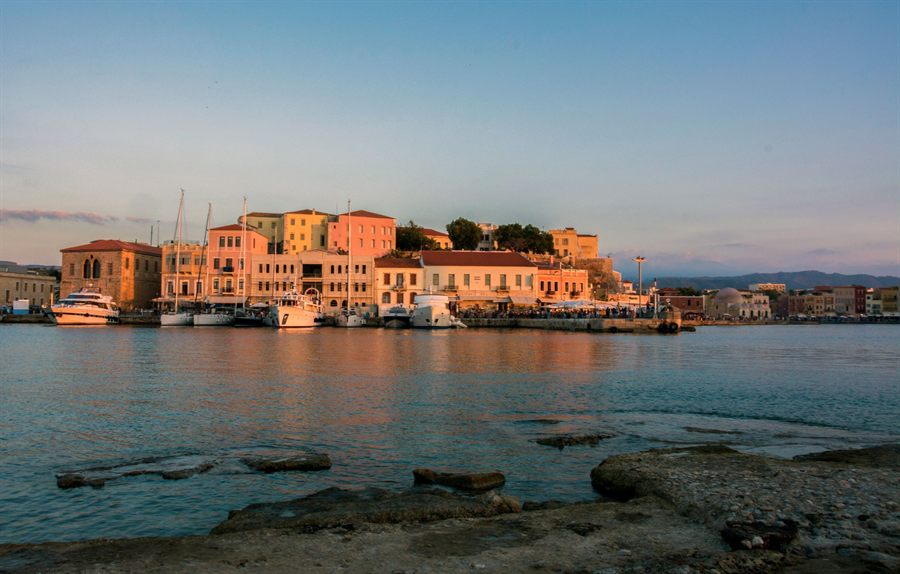 Venetian harbor at sunset